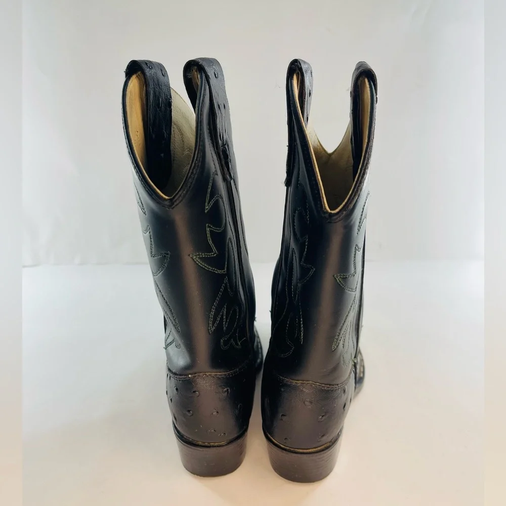OLD WEST KIDS SIZE 2.0 COWBOY BLACK BOOTS